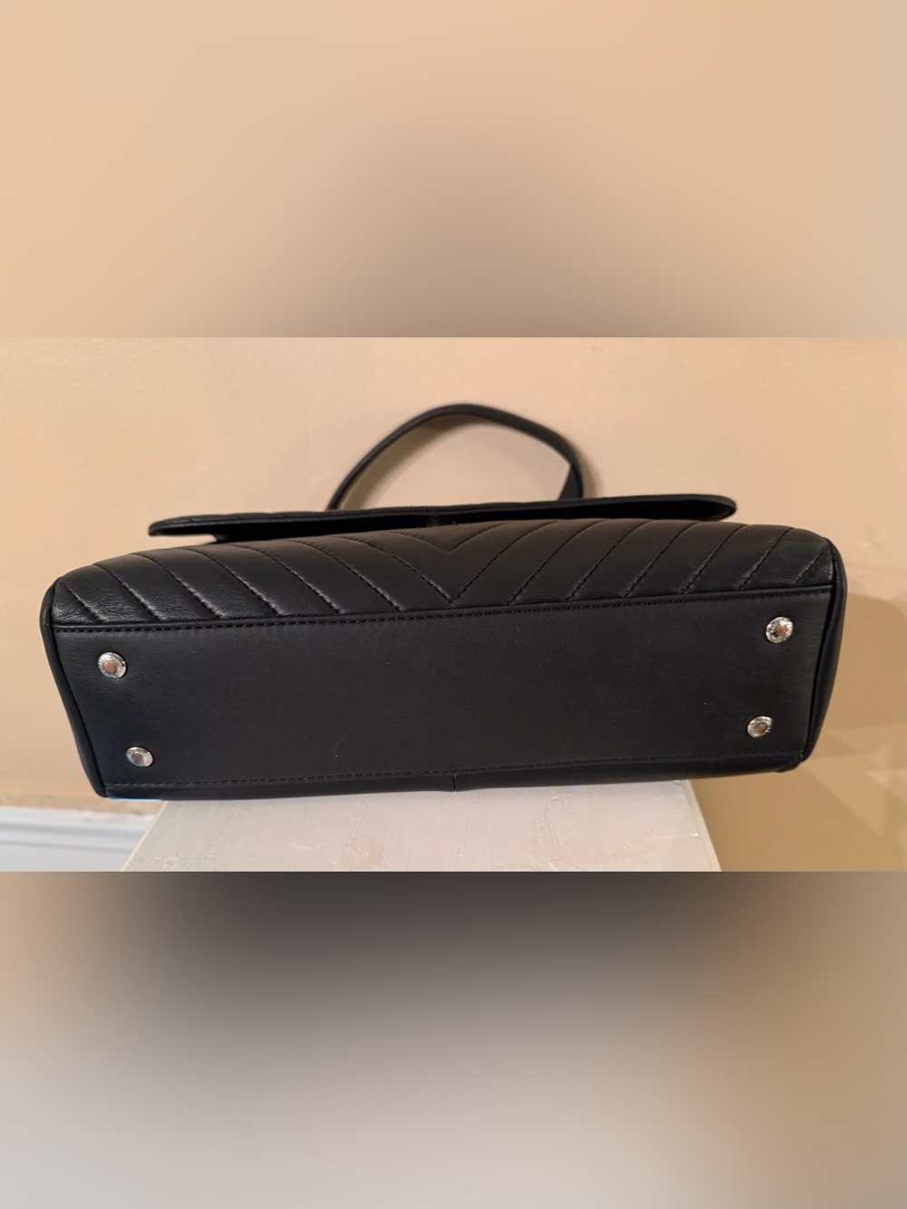 Karl Lagerfeld Charlotte Black Quilted Top-Handle Satchel with Chain Strap NWOT - Picture 17 of 17